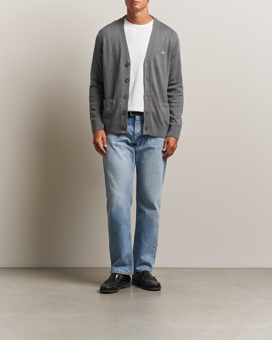 Herren | Pullover | Gant | Casual Cotton Cardigan Dark Grey Melange