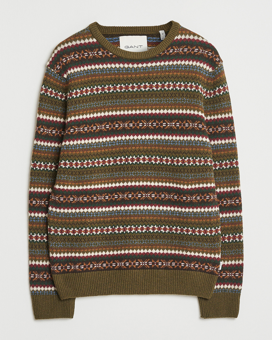 Herren | Pullover | Gant | Fair Isle Knitted Crew Neck Sweater Country Green
