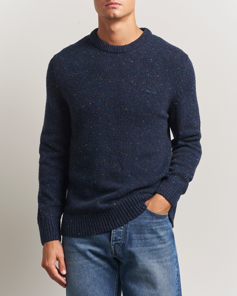 Herren | Pullover | GANT | Neps Wool Crew Neck Evening Blue