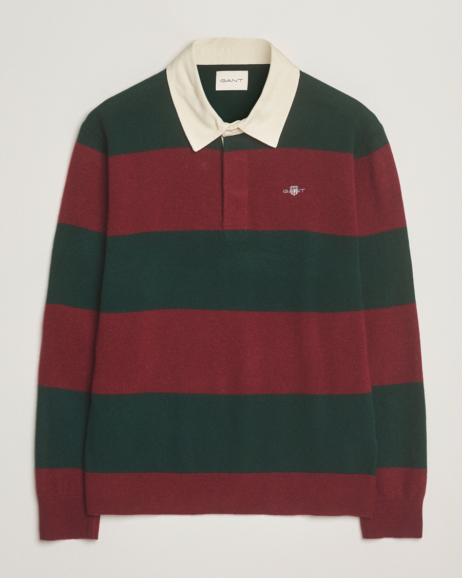 Herren | Pullover | GANT | Extra Fine Lambswool Striped Knitted Rugger Tartan Green