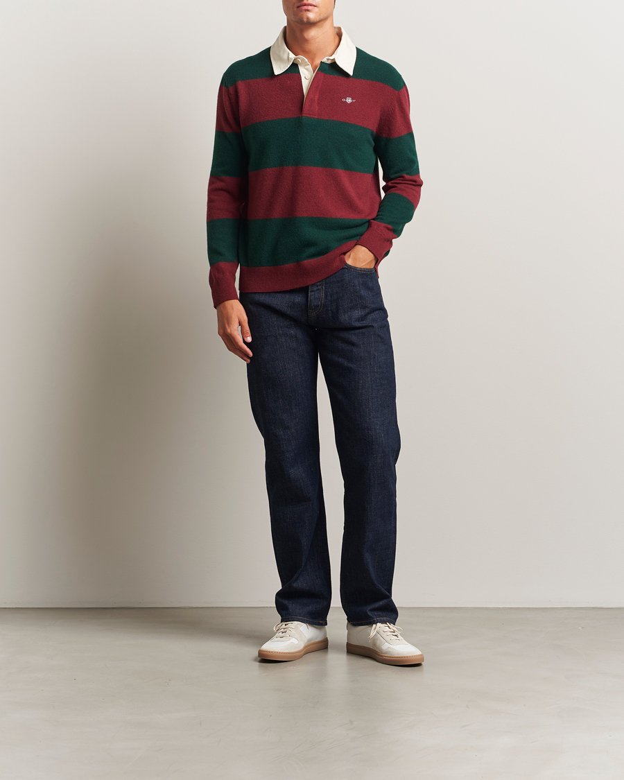 Herren | Pullover | GANT | Extra Fine Lambswool Striped Knitted Rugger Tartan Green