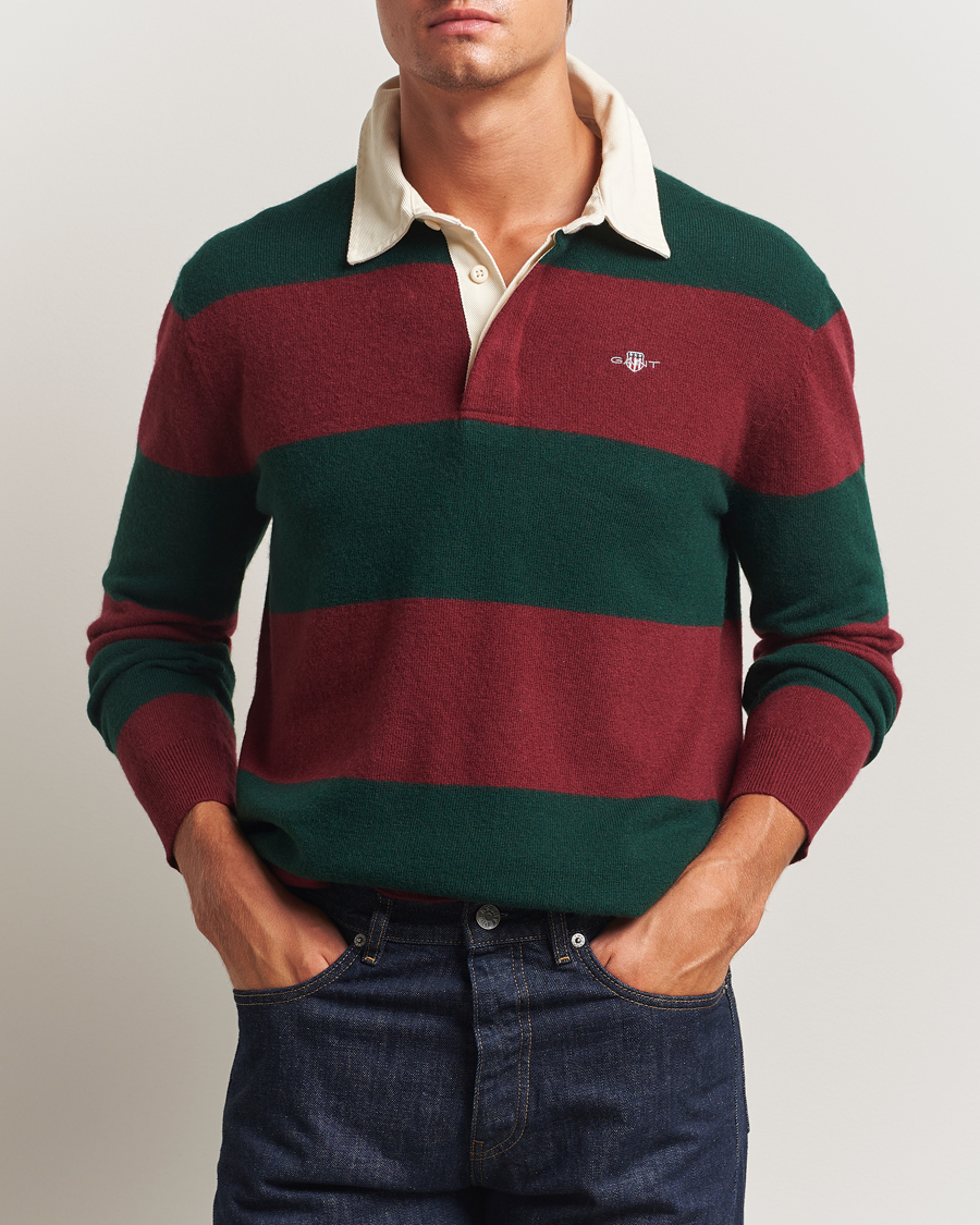Herren | Pullover | GANT | Extra Fine Lambswool Striped Knitted Rugger Tartan Green