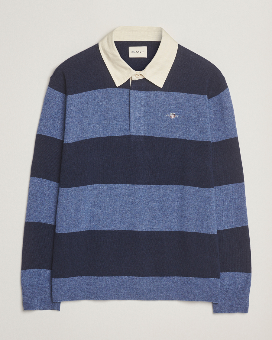 Herren | Pullover | GANT | Extra Fine Lambswool Striped Knitted Rugger Marine