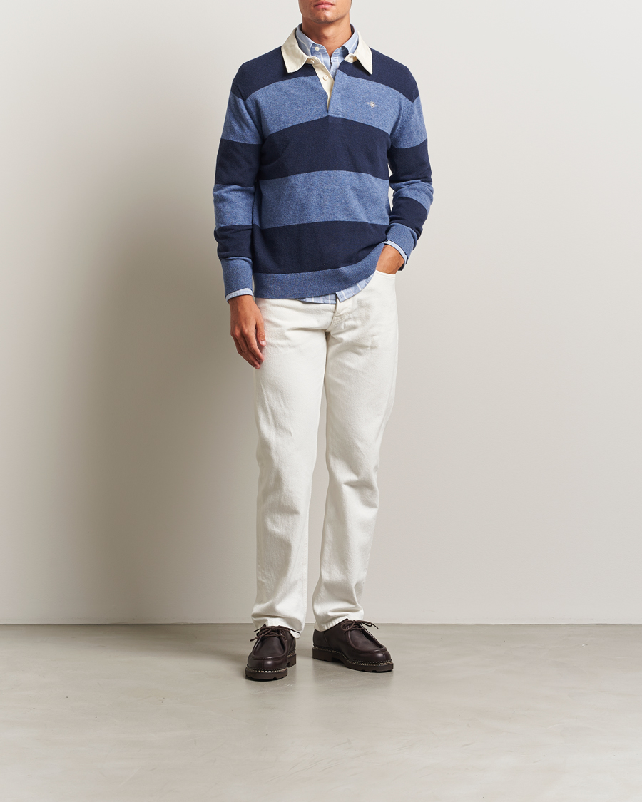 Herren | Pullover | GANT | Extra Fine Lambswool Striped Knitted Rugger Marine