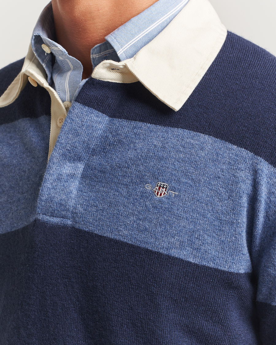 Herren | Pullover | GANT | Extra Fine Lambswool Striped Knitted Rugger Marine
