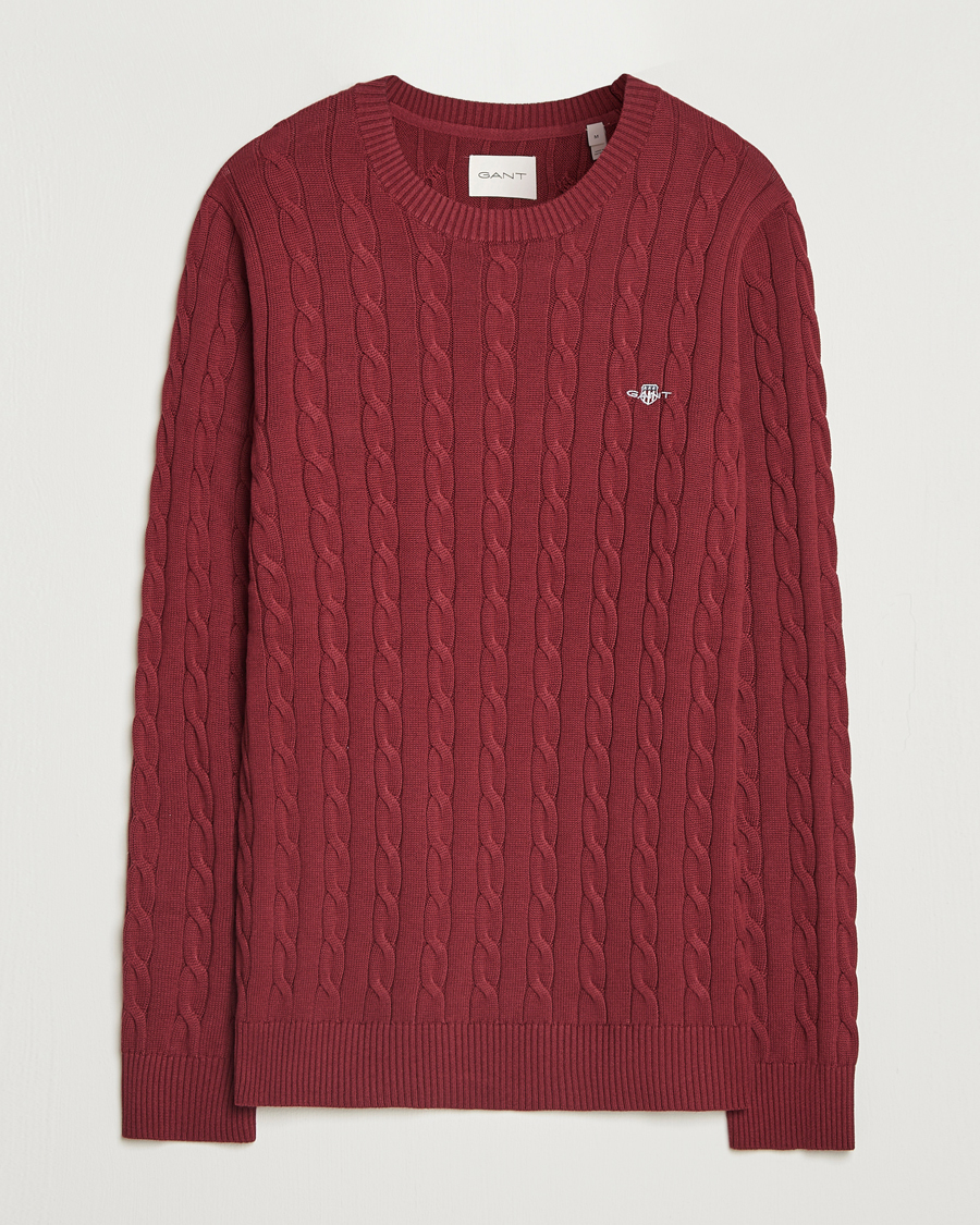 Herren | Pullover | GANT | Cotton Cable Crew Neck Plumped Red