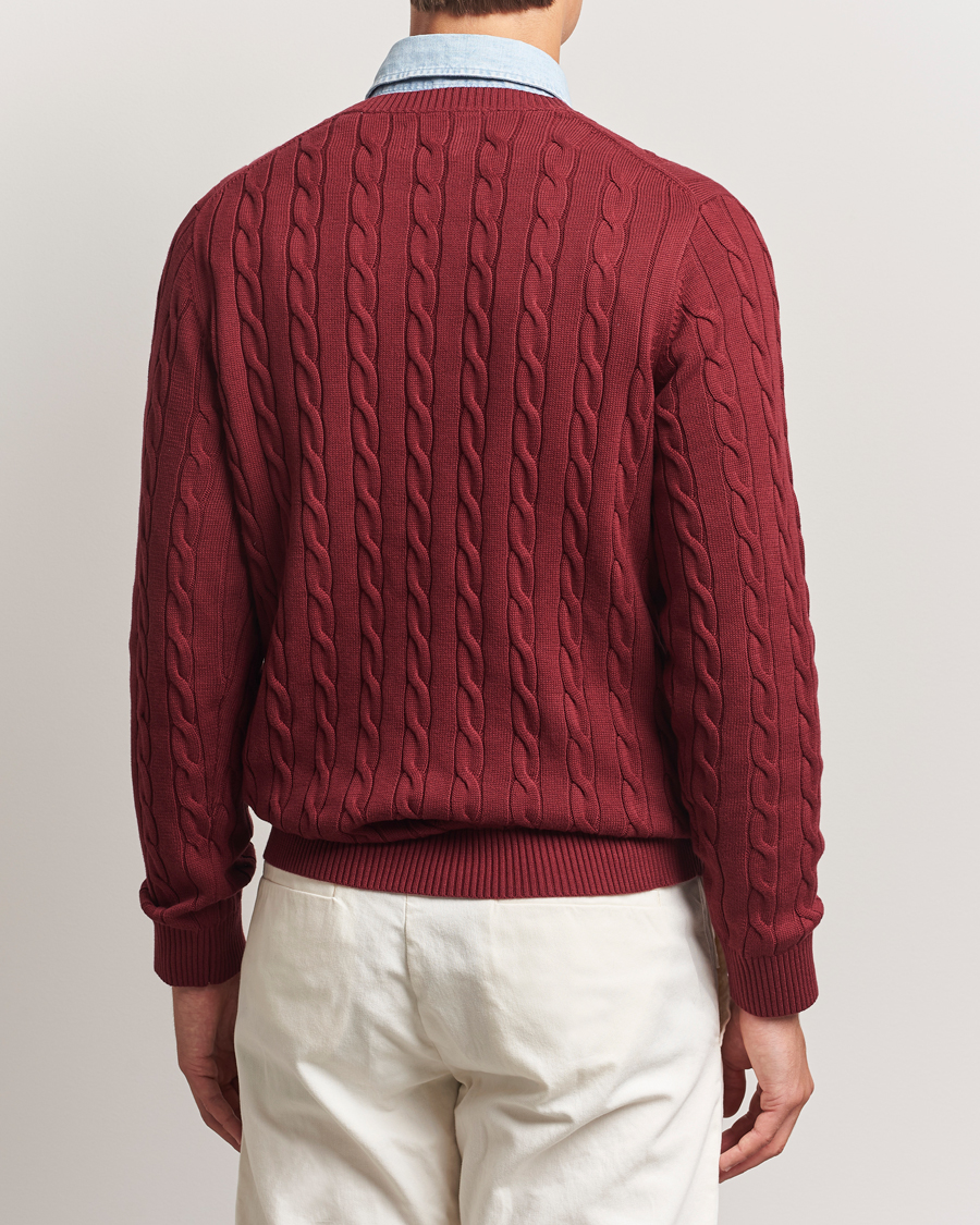 Herren | Pullover | GANT | Cotton Cable Crew Neck Plumped Red