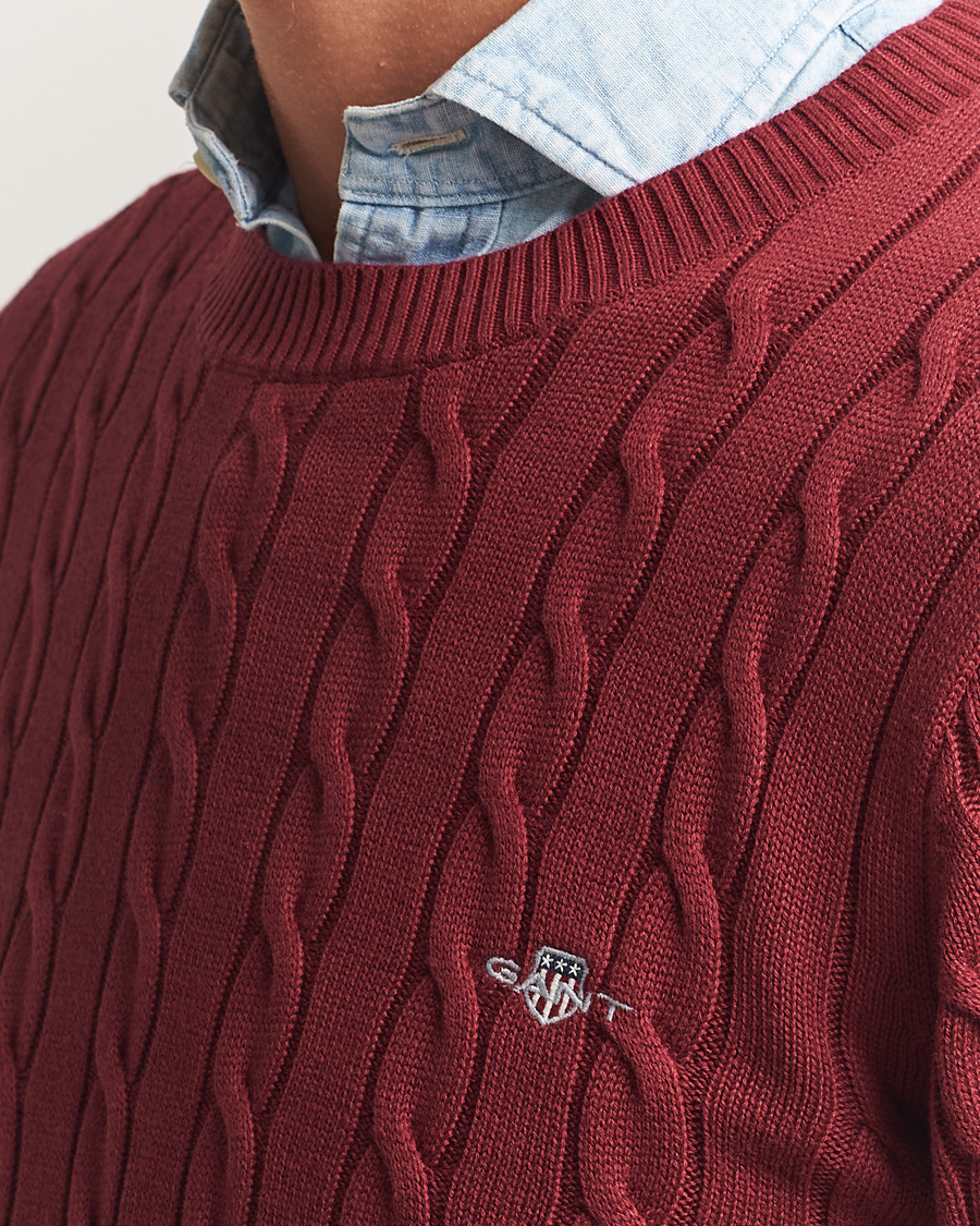 Herren | Pullover | GANT | Cotton Cable Crew Neck Plumped Red