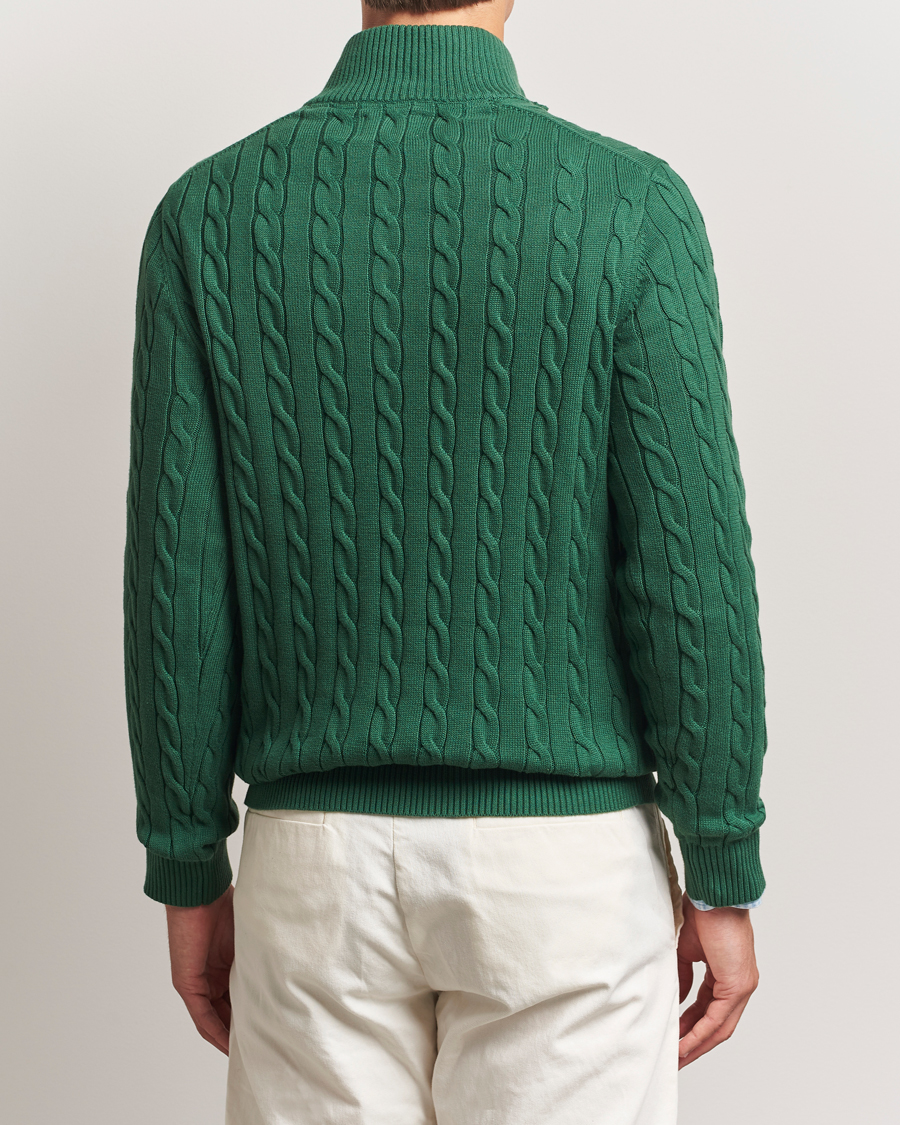 Herren | Pullover | GANT | Cotton Cable Half Zip Forest Green
