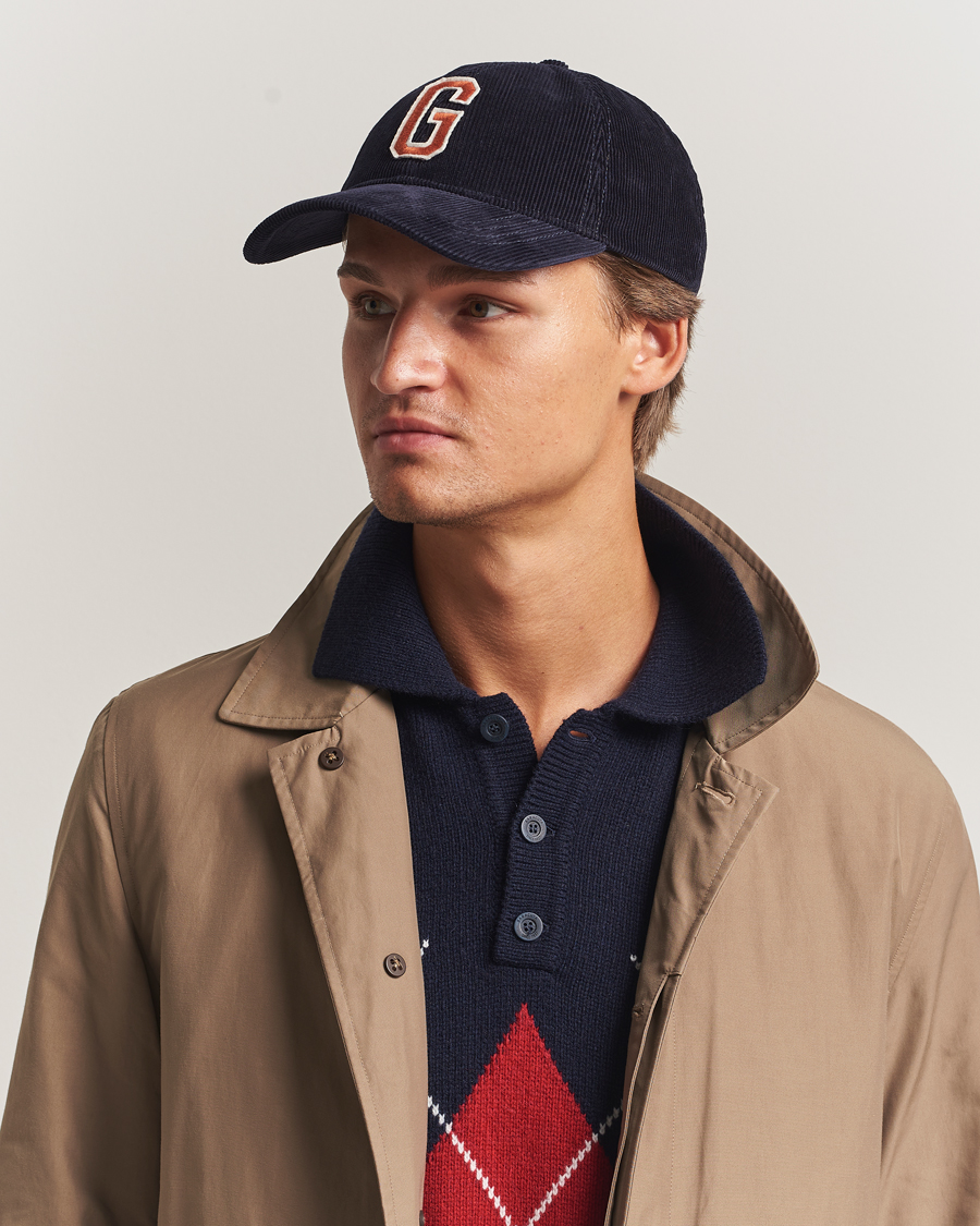 Herren | Hüte & Mützen | GANT | G Badge Corduroy Cap Evening Blue