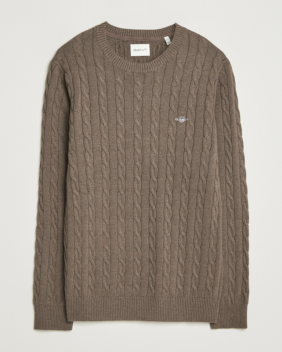 Herren | Pullover | GANT | Cotton Cable Crew Neck Pullover Seawood Melange
