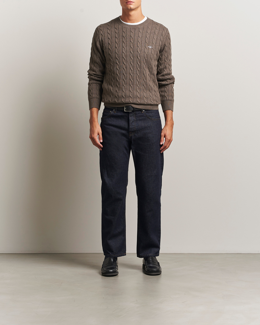 Herren | Pullover | GANT | Cotton Cable Crew Neck Pullover Seawood Melange