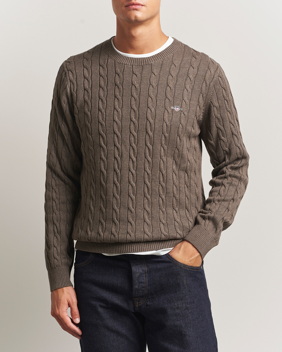 Herren | Pullover | GANT | Cotton Cable Crew Neck Pullover Seawood Melange