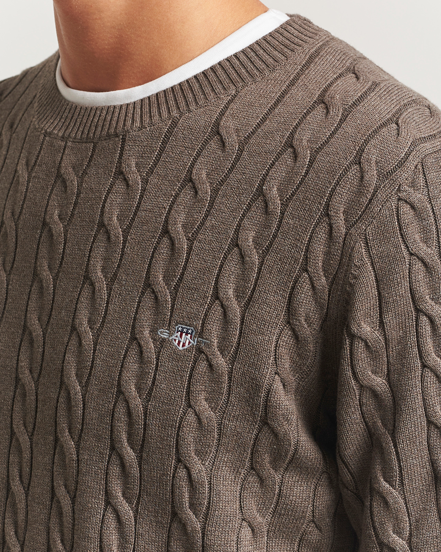 Herren | Pullover | GANT | Cotton Cable Crew Neck Pullover Seawood Melange