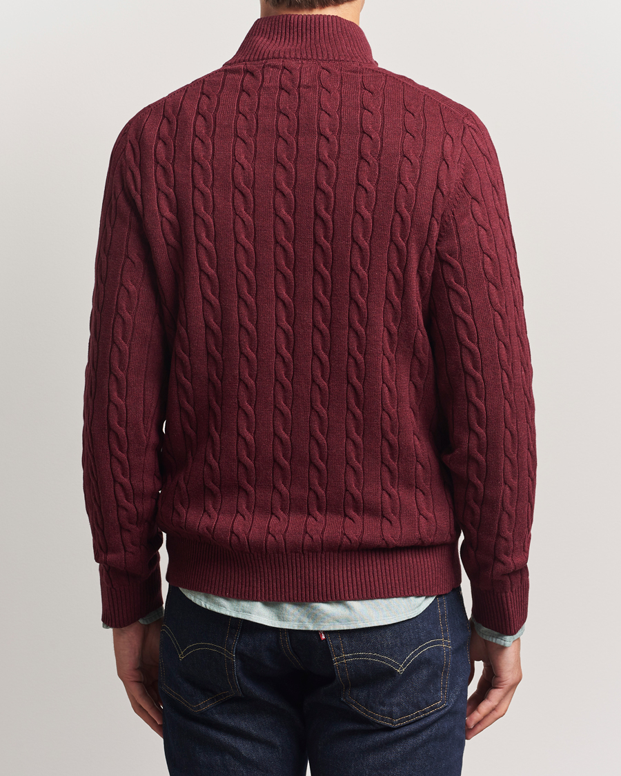 Herren | Pullover | GANT | Cotton Cable Half Zip Bordeaux Melange