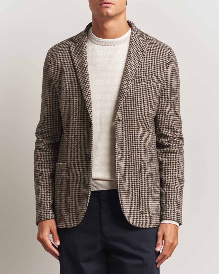 Herren | Sakkos | Harris Wharf London | Two Button Houndstooth Blazer Beige