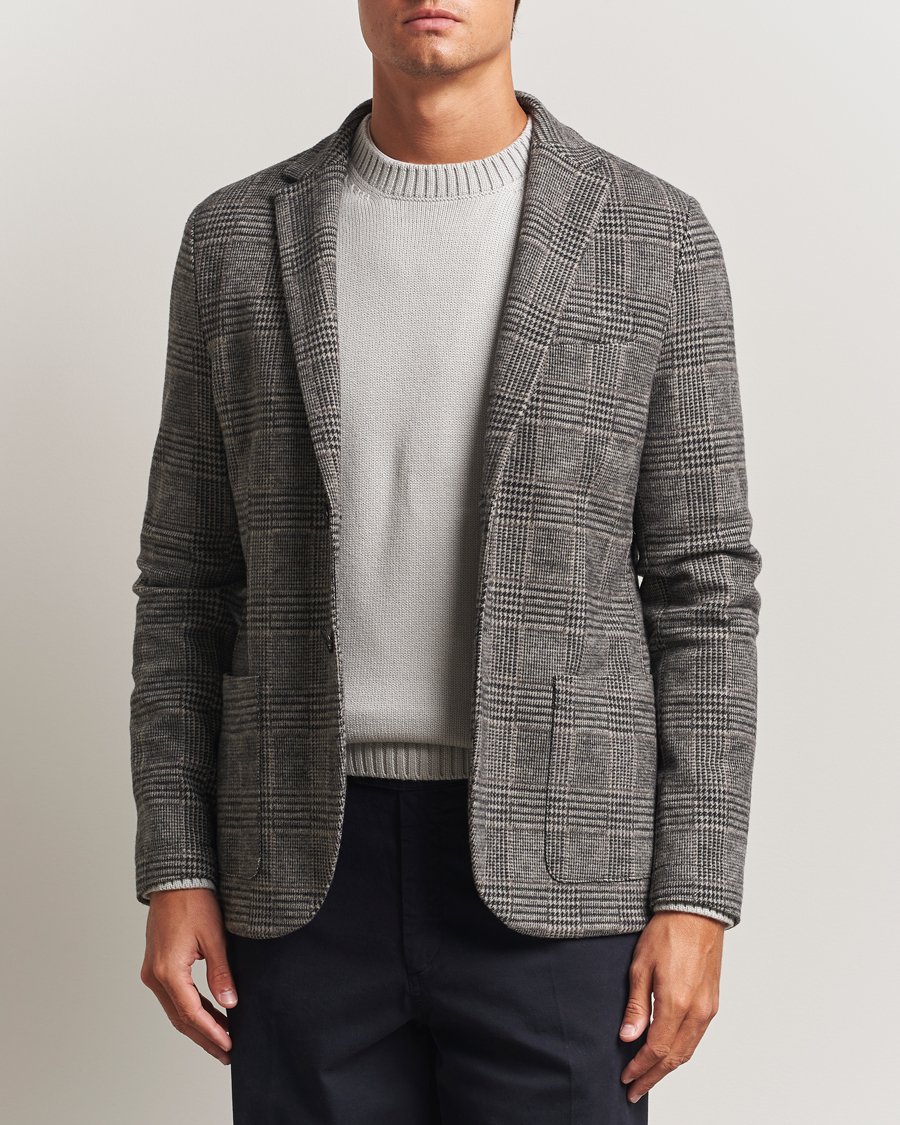 Herren | Sakkos | Harris Wharf London | Two Button Loro Piana Checked Wool Blazer Black/White