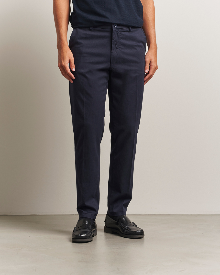 Herren | Hosen | BOSS BLACK | Kane Brushed Cotton Pleated Trousers Dark Blue