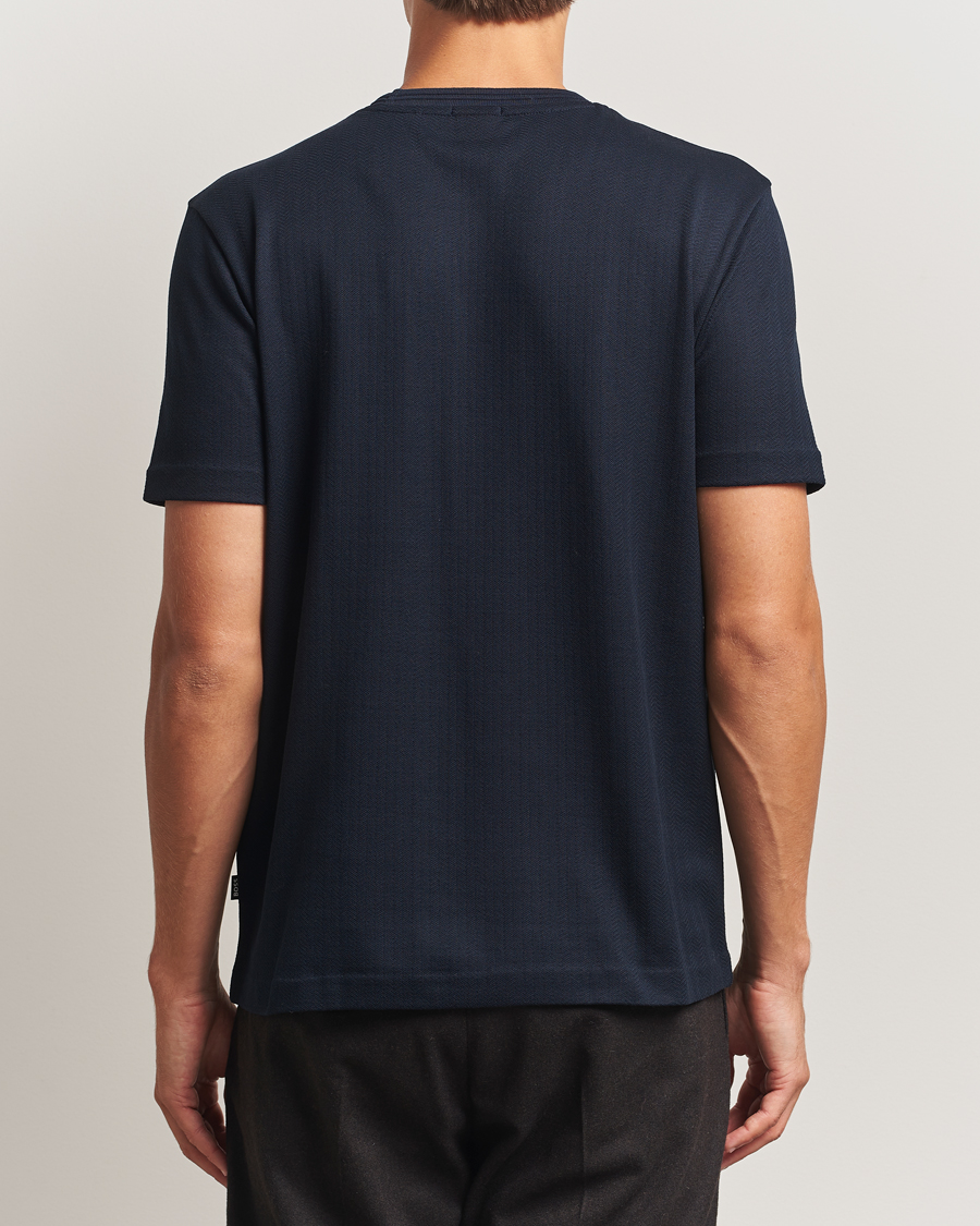 Herren | T-Shirts | BOSS BLACK | Thompson Structured Crew Neck T-Shirt Dark Blue
