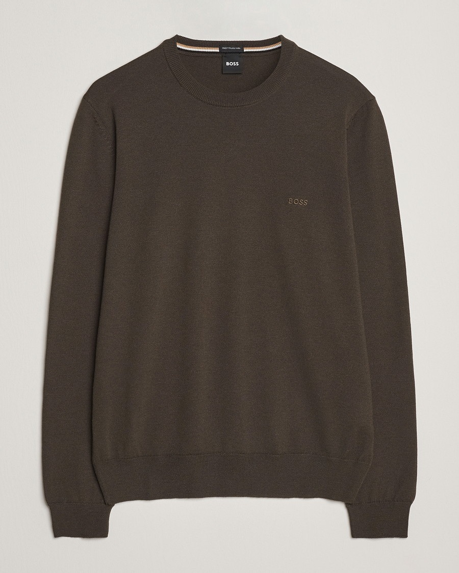 Herren | Pullover | BOSS BLACK | Botto Merino Knitted Pullover Open Green