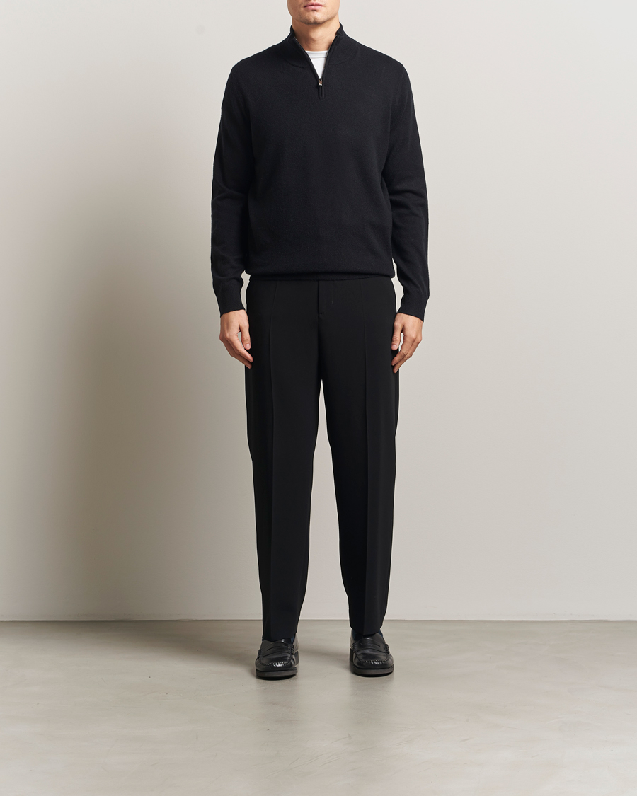Herren | Pullover | BOSS BLACK | Hemarlo Wool/Cashmere Half Zip Black