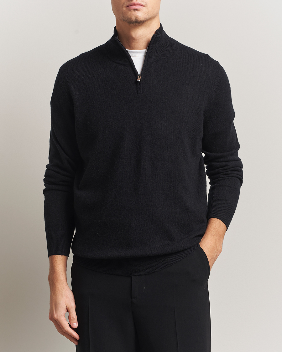 Herren | Pullover | BOSS BLACK | Hemarlo Wool/Cashmere Half Zip Black