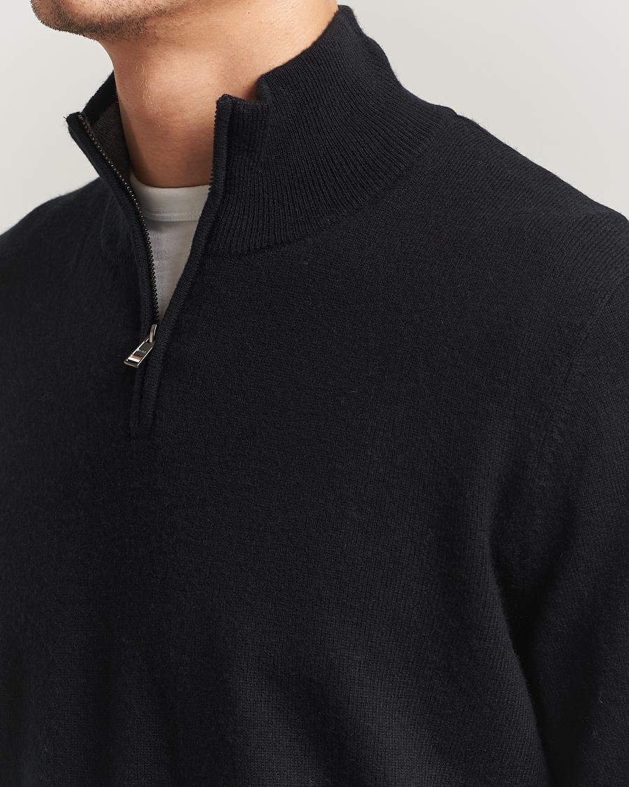 Herren | Pullover | BOSS BLACK | Hemarlo Wool/Cashmere Half Zip Black