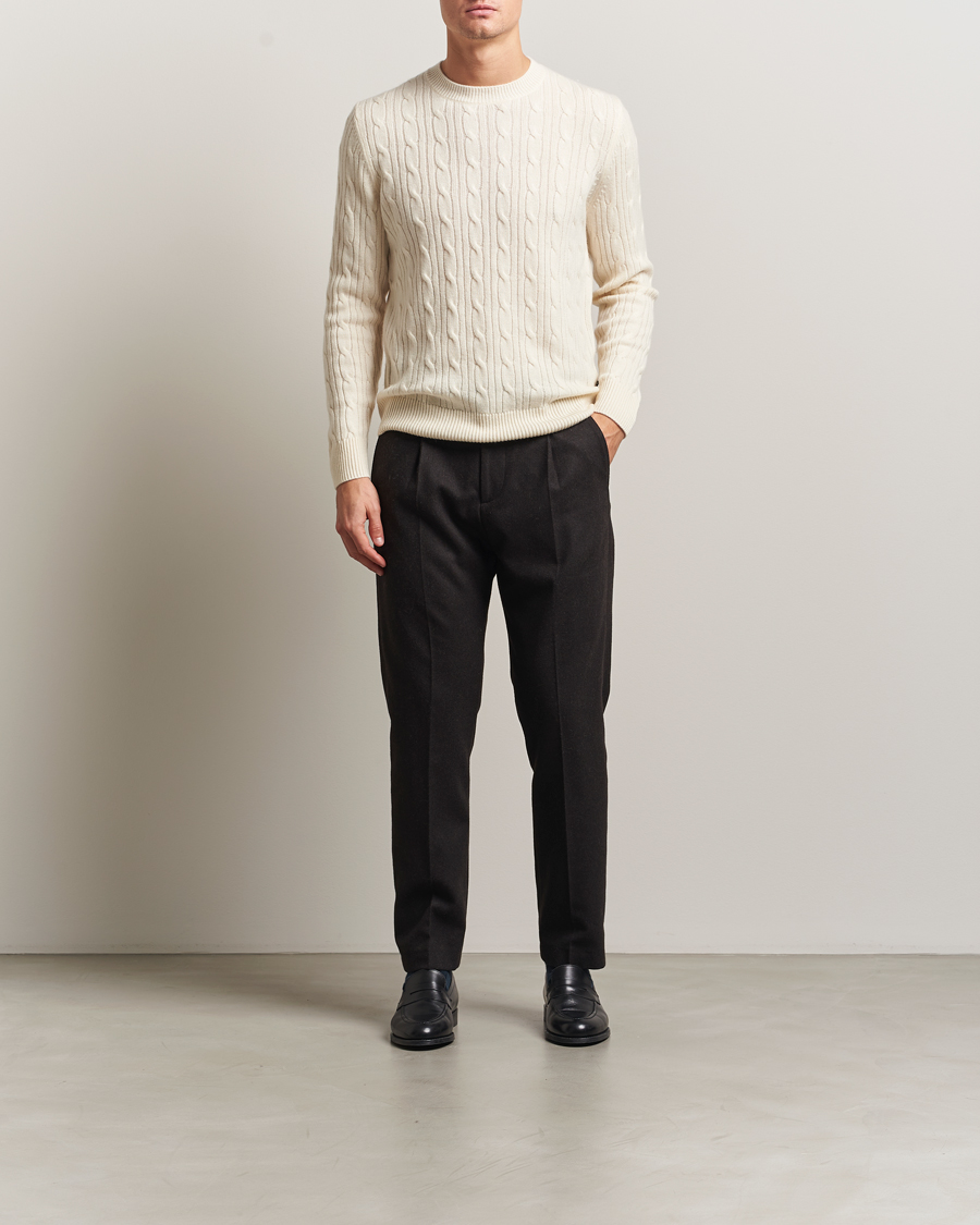 Herren | Pullover | BOSS BLACK | Hetico Wool/Cashmere Cable Sweater Open White