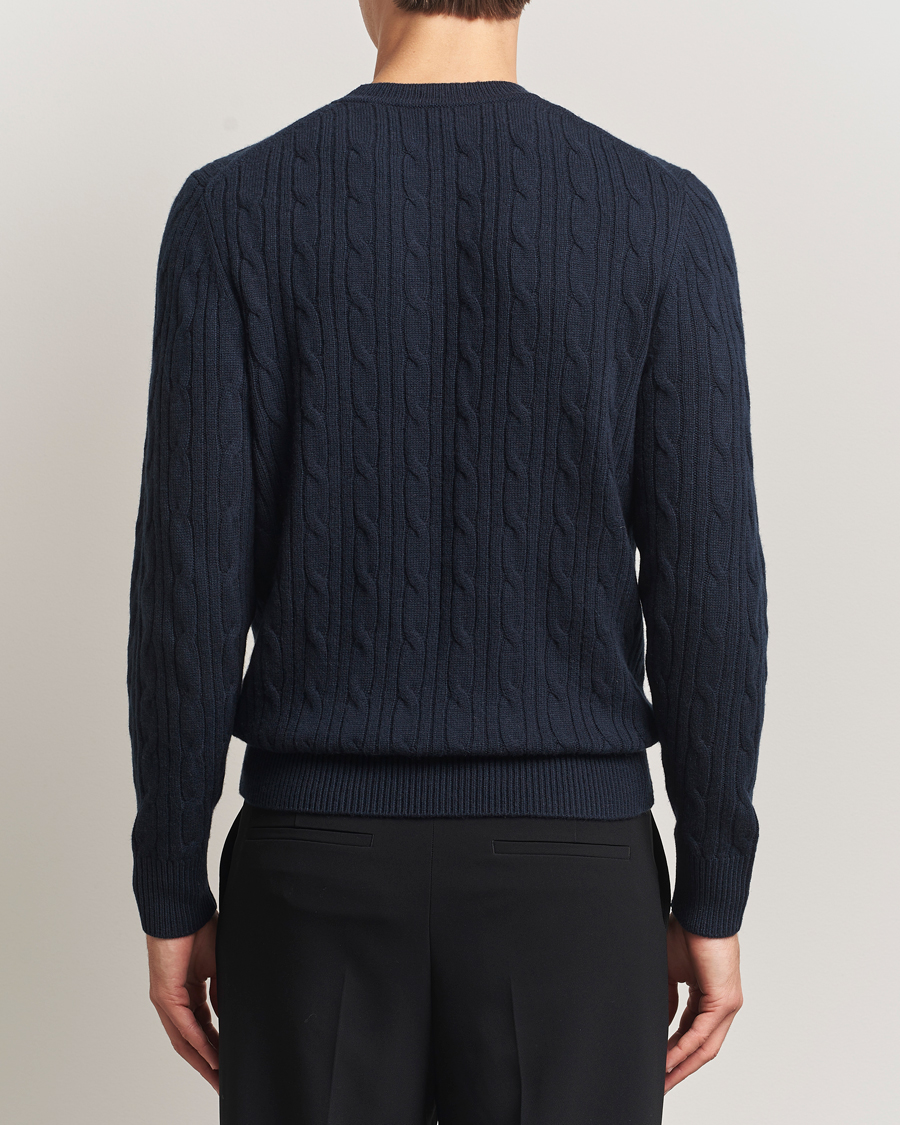 Herren | Pullover | BOSS BLACK | Hetico Wool/Cashmere Cable Sweater Dark Blue