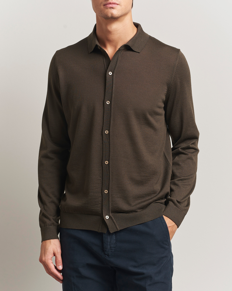 Herren | Pullover | BOSS BLACK | Helbert Wool Cardigan Open Green