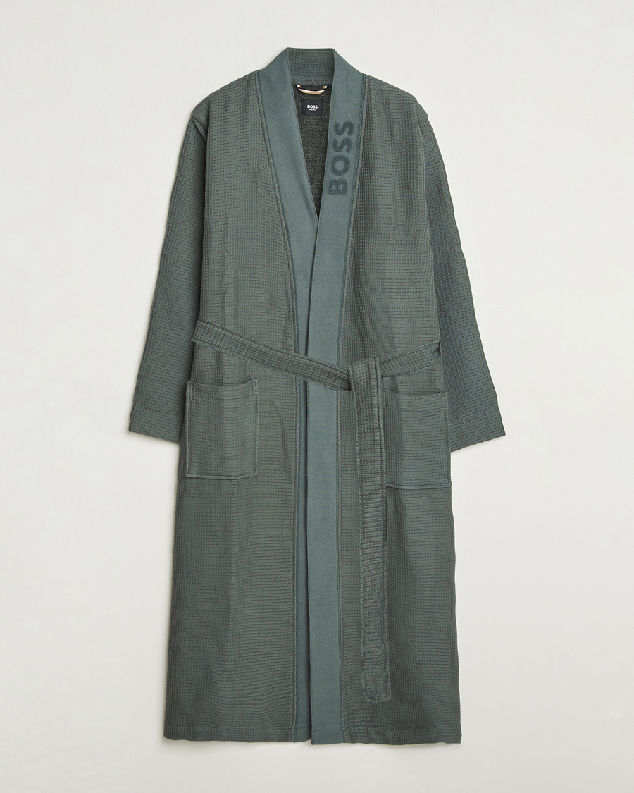 Herren | Schlafanzüge & Bademäntel | BOSS BLACK | Waffle Kimono Open Green