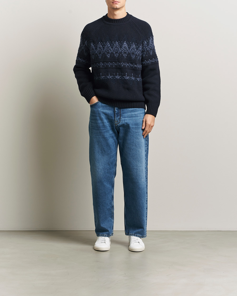 Herren | Pullover | BOSS ORANGE | Karombo Wool Fairisle Sweater Dark Blue