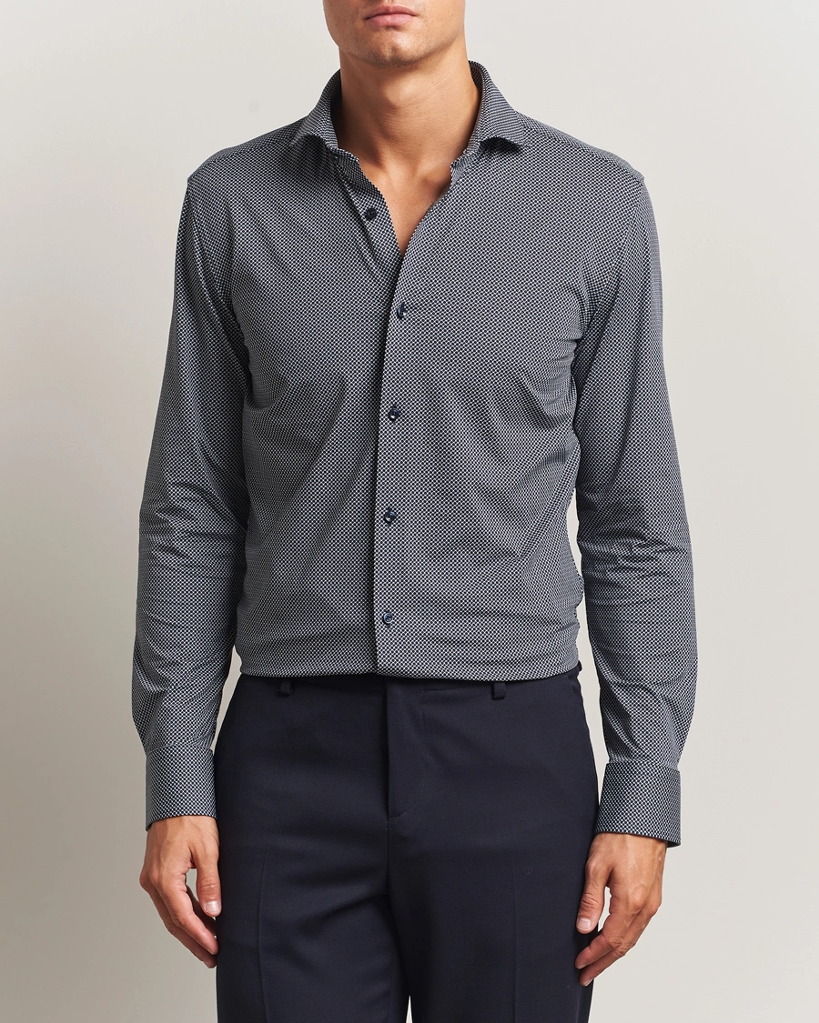 Herren | Hemden | BOSS BLACK | Hank 4-Way Printed Stretch Shirt Dark Blue