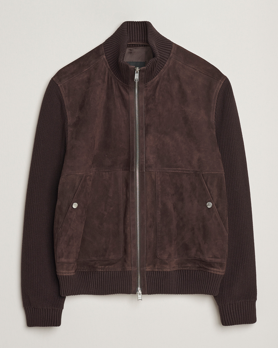 Herren | Jacken | BOSS BLACK | Maparo Leather Hybrid Jacket Dark Brown