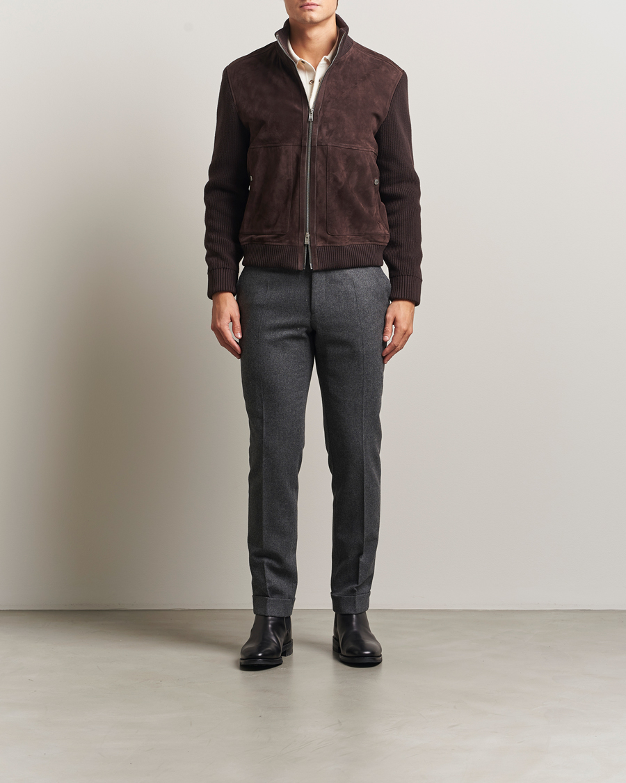 Herren | Jacken | BOSS BLACK | Maparo Leather Hybrid Jacket Dark Brown