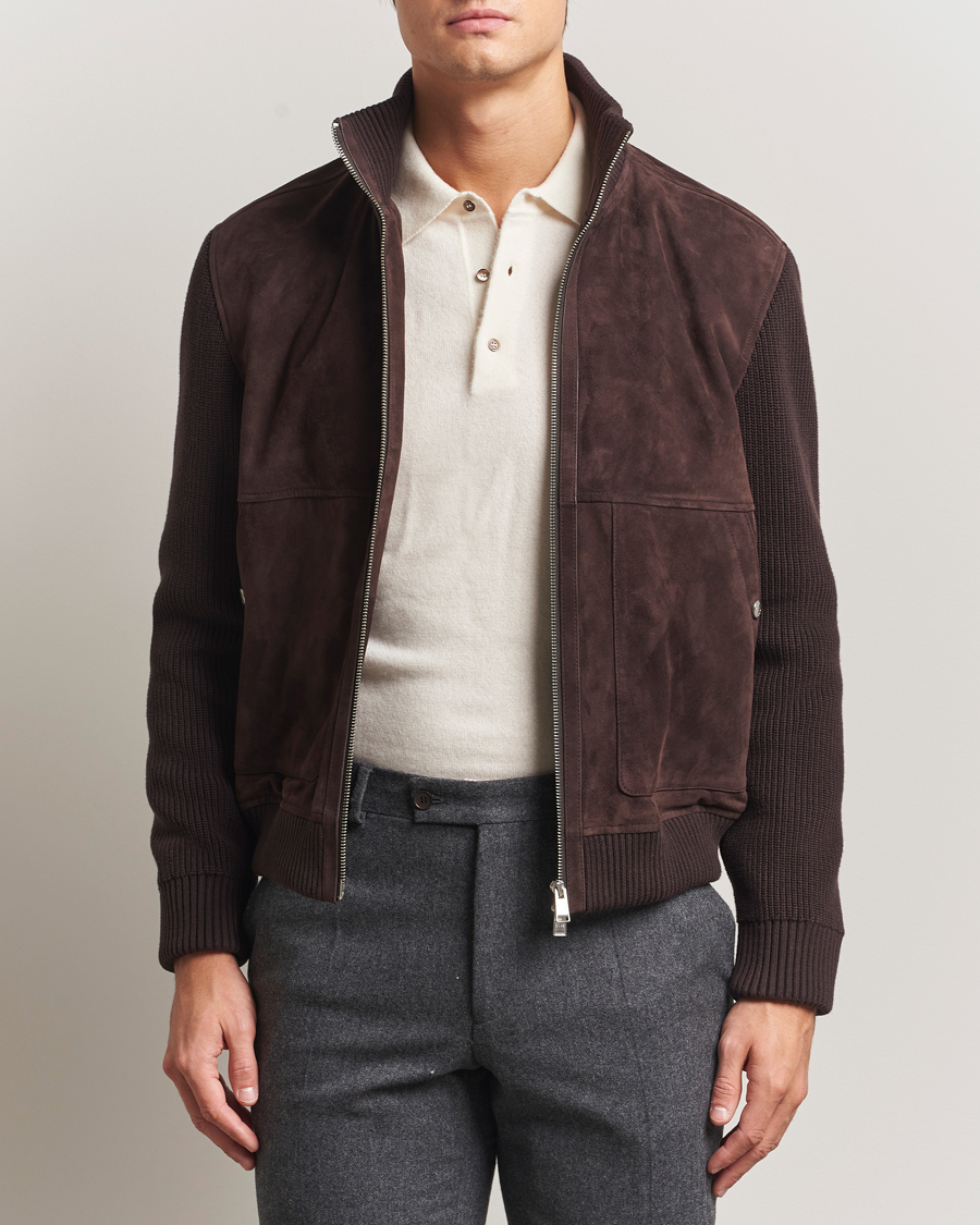 Herren | Jacken | BOSS BLACK | Maparo Leather Hybrid Jacket Dark Brown