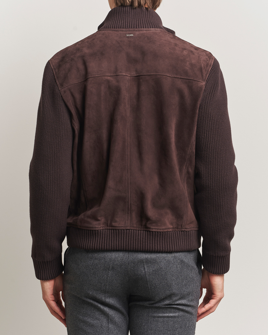 Herren | Jacken | BOSS BLACK | Maparo Leather Hybrid Jacket Dark Brown
