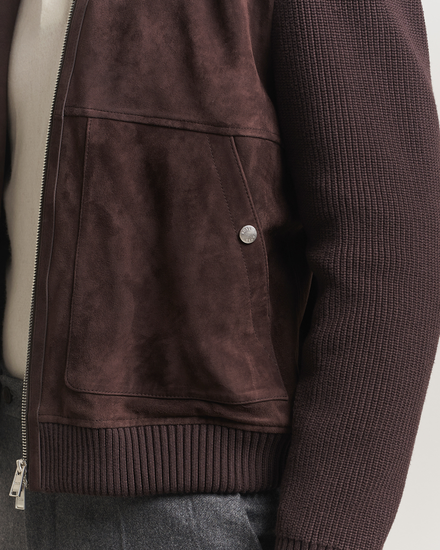 Herren | Jacken | BOSS BLACK | Maparo Leather Hybrid Jacket Dark Brown