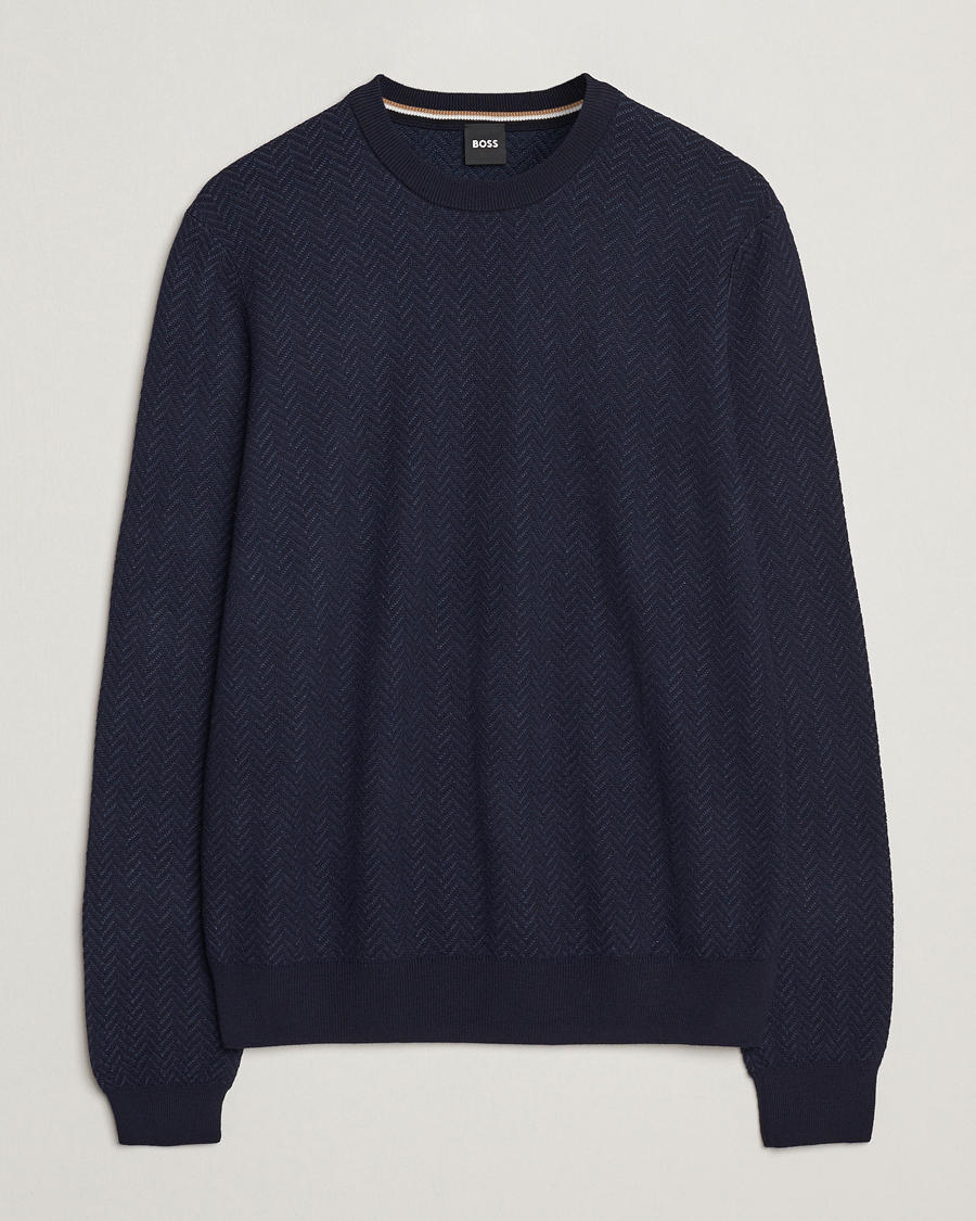 Herren | Pullover | BOSS BLACK | Habito Wool Knitted Sweater Dark Blue