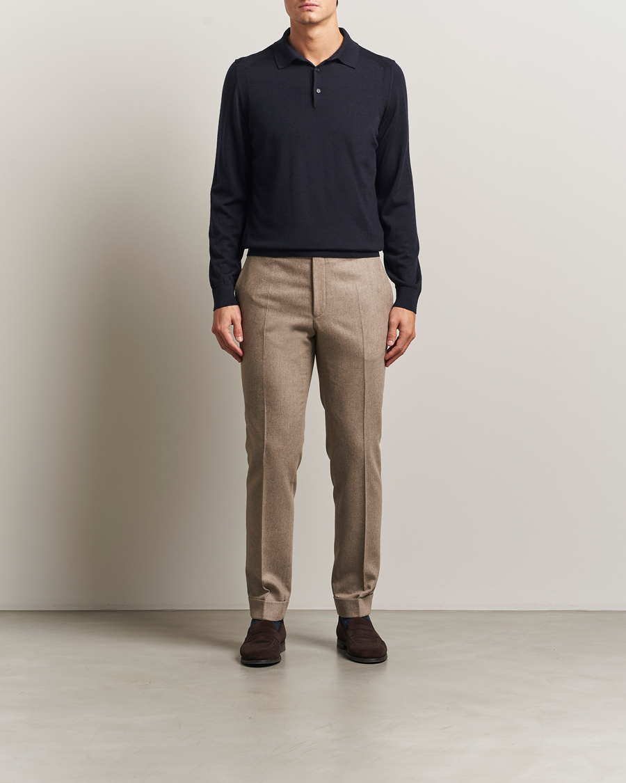 Herren | Pullover | BOSS CAMEL | Ovio Wool/Cashmere Knitted Polo Dark Blue