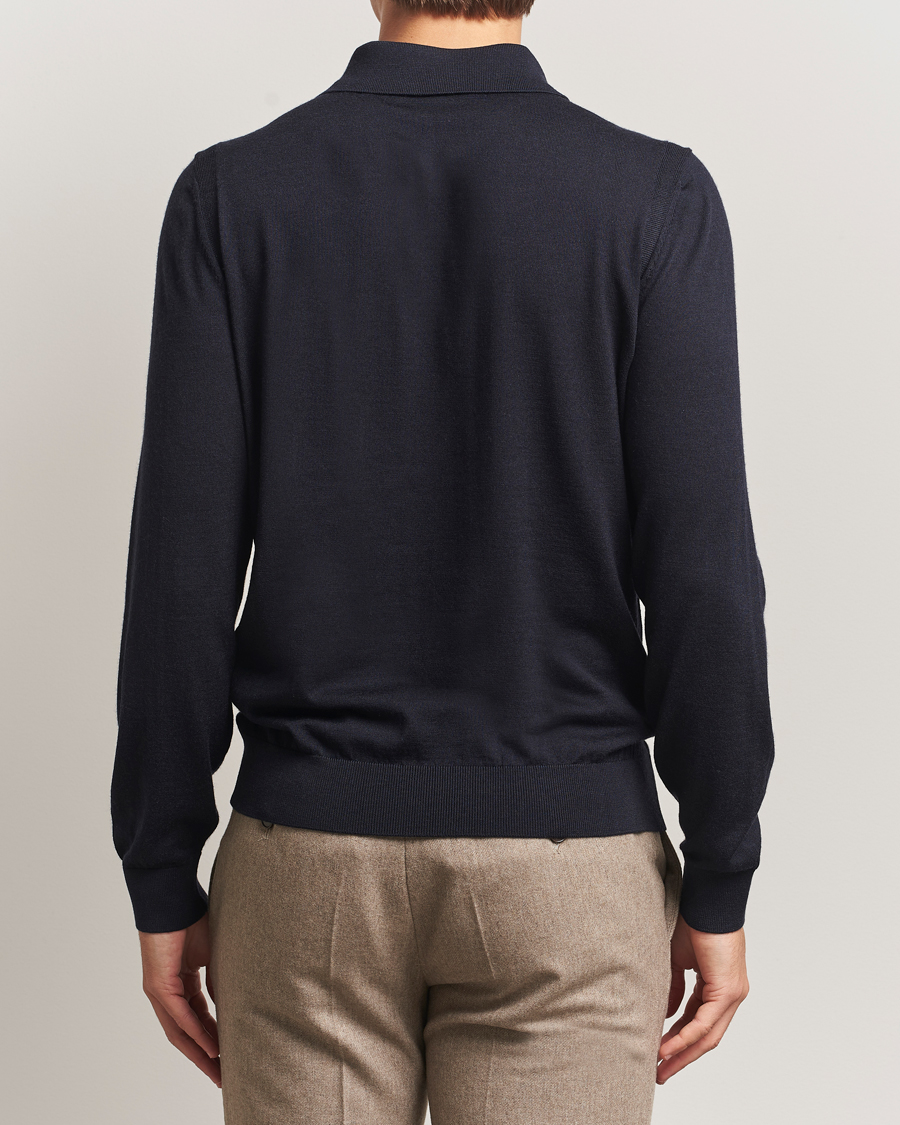 Herren | Pullover | BOSS CAMEL | Ovio Wool/Cashmere Knitted Polo Dark Blue