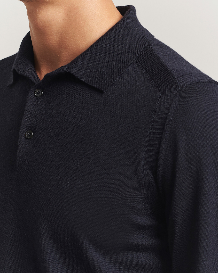 Herren | Pullover | BOSS CAMEL | Ovio Wool/Cashmere Knitted Polo Dark Blue