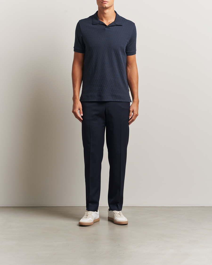 Herren | Poloshirts | BOSS CAMEL | Parson Structured Open Collar Polo Dark Blue