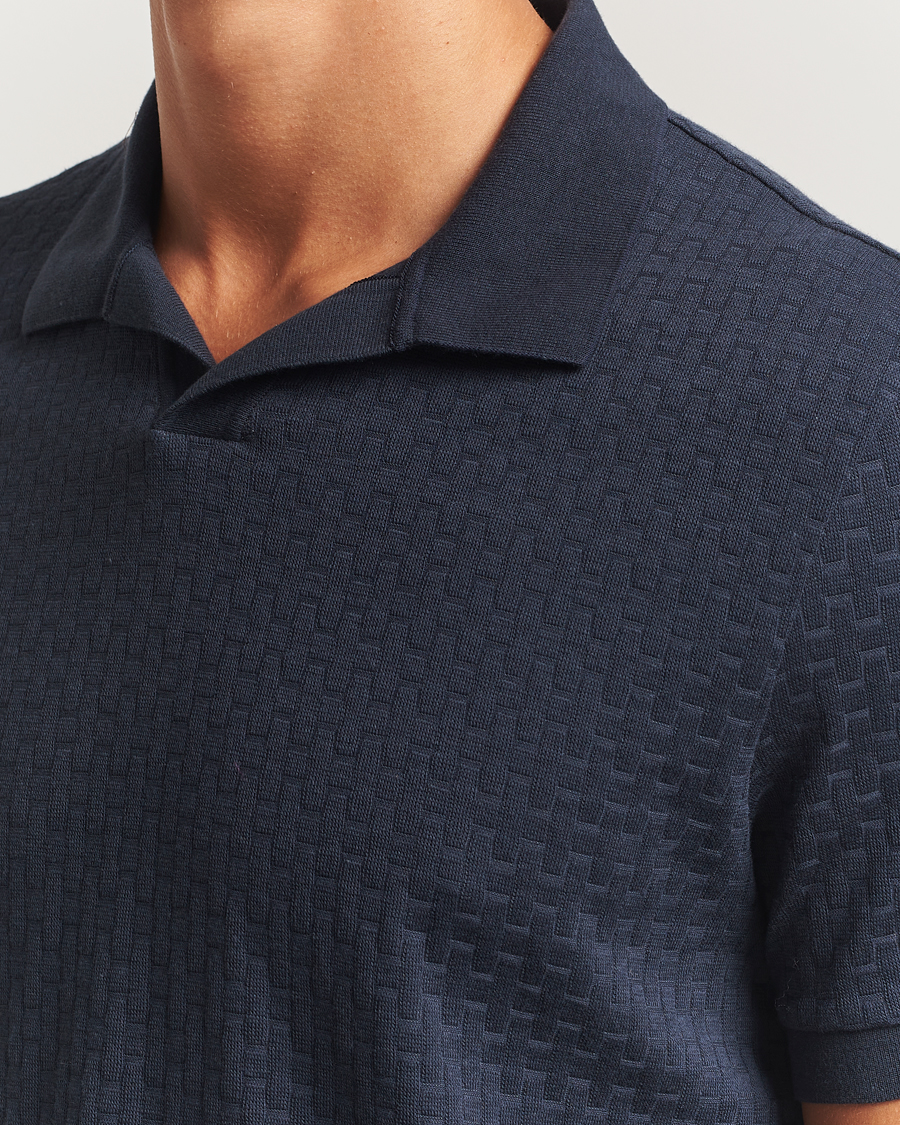 Herren | Poloshirts | BOSS CAMEL | Parson Structured Open Collar Polo Dark Blue