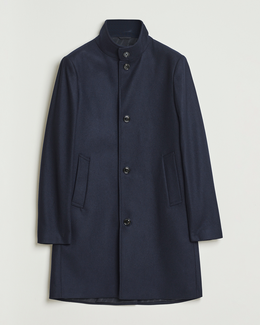 Herren | Jacken | J.Lindeberg | Jesse Stand Up Wool Melton Coat Navy