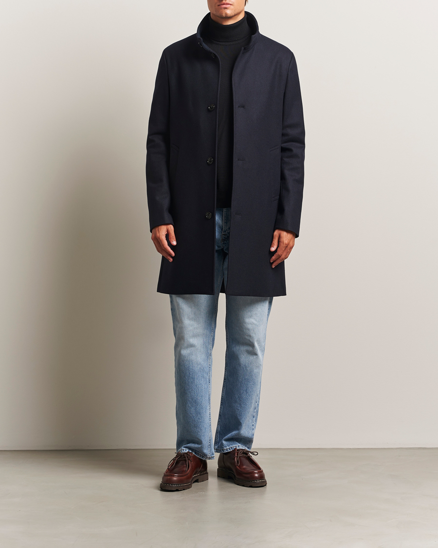 Herren | Jacken | J.Lindeberg | Jesse Stand Up Wool Melton Coat Navy