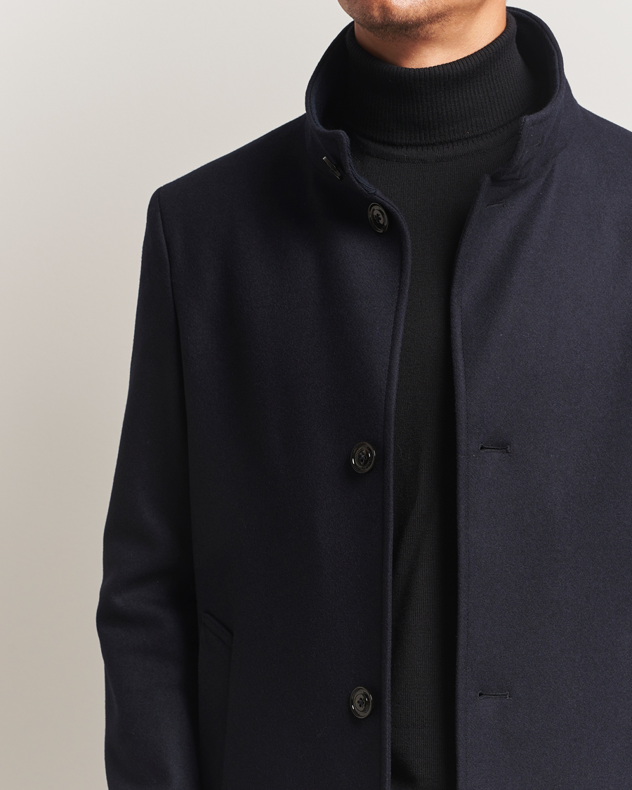 Herren | Jacken | J.Lindeberg | Jesse Stand Up Wool Melton Coat Navy