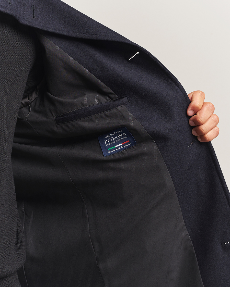 Herren | Jacken | J.Lindeberg | Jesse Stand Up Wool Melton Coat Navy
