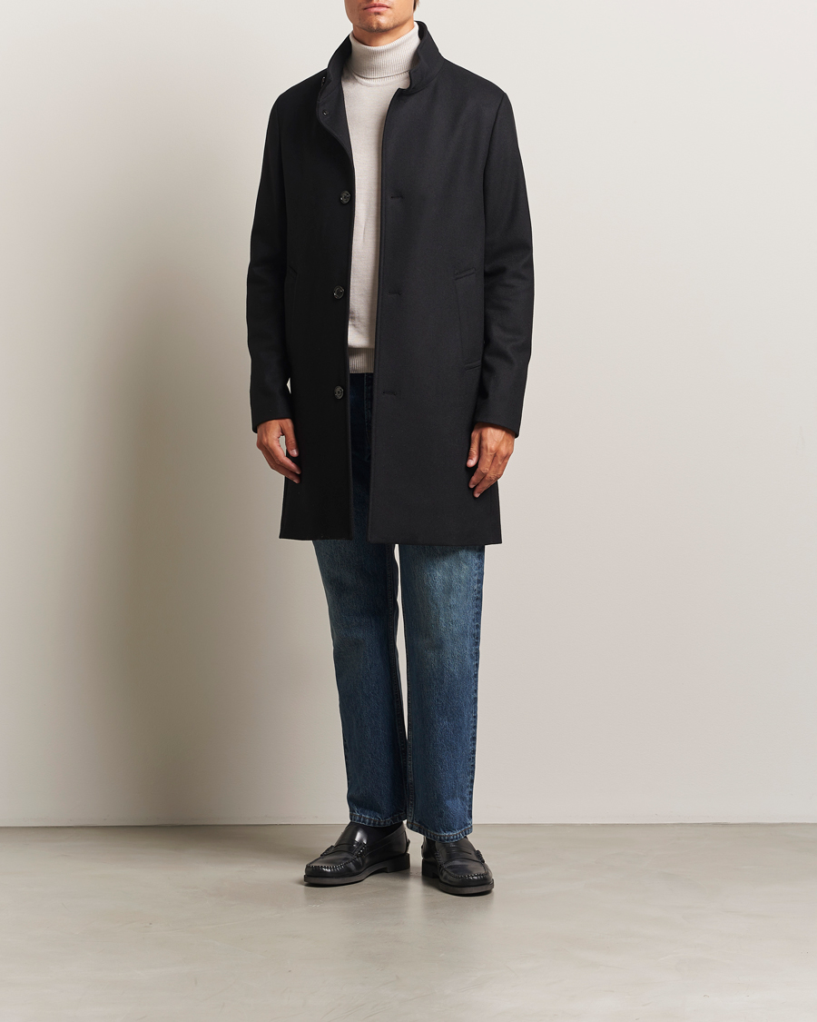 Herren | Jacken | J.Lindeberg | Jesse Stand Up Wool Melton Coat Black