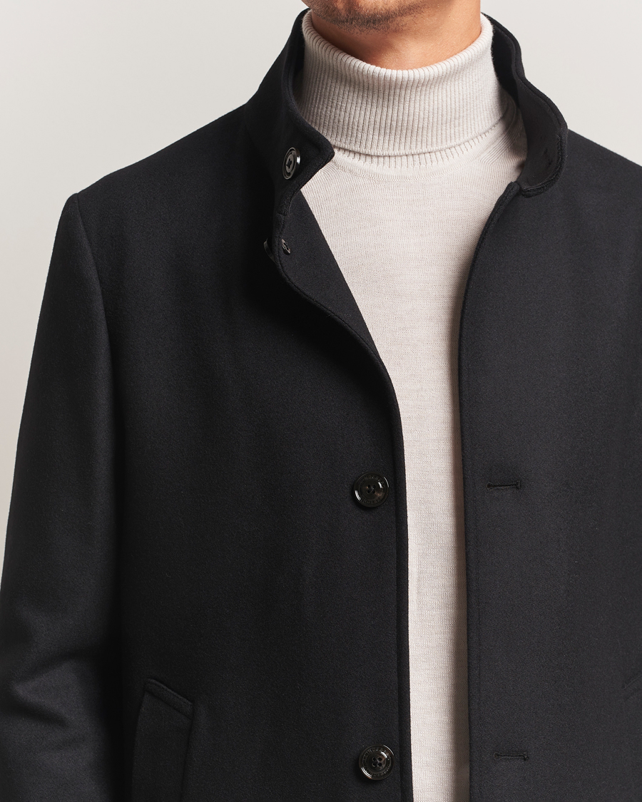 Herren | Jacken | J.Lindeberg | Jesse Stand Up Wool Melton Coat Black